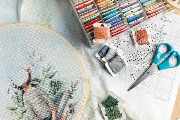 Рабочее место дизайнера наборов для вышивки